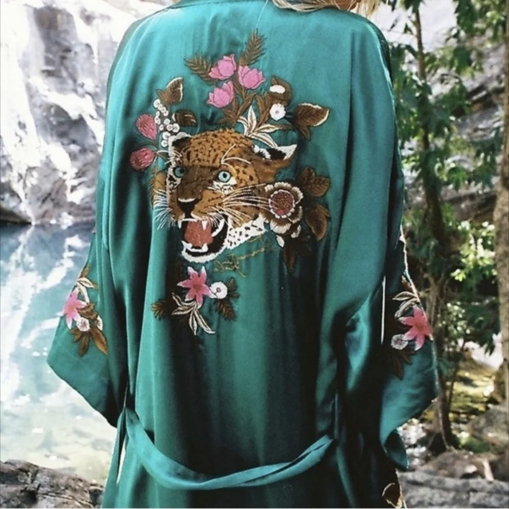 Spell Emerald Tiger Kimono NWT M/L